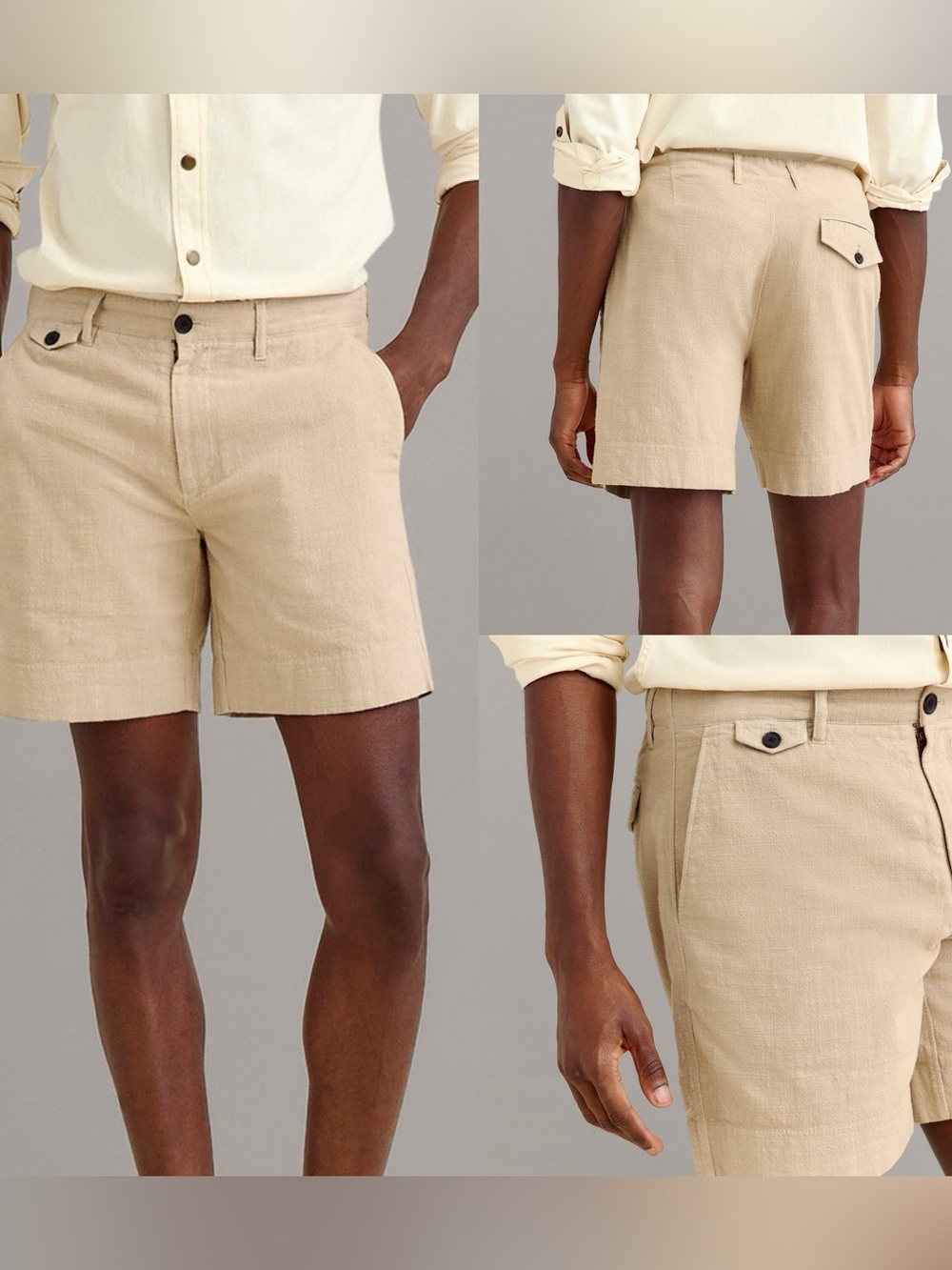 Billy Reid Khaki Linen Men's Shorts